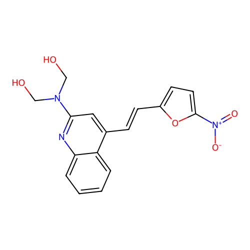 Methanol, ((4-(2-(5-nitro-2-furyl)vinyl)-2-quinolyl)imino)di- structure