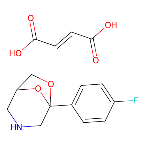 But-2-enedioic acid;5-(4-fluorophenyl)-6,8-dioxa-3-azabicyclo[3.2.1]octane structure