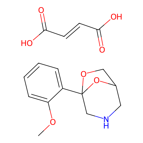 But-2-enedioic acid;5-(2-methoxyphenyl)-6,8-dioxa-3-azabicyclo[3.2.1]octane structure
