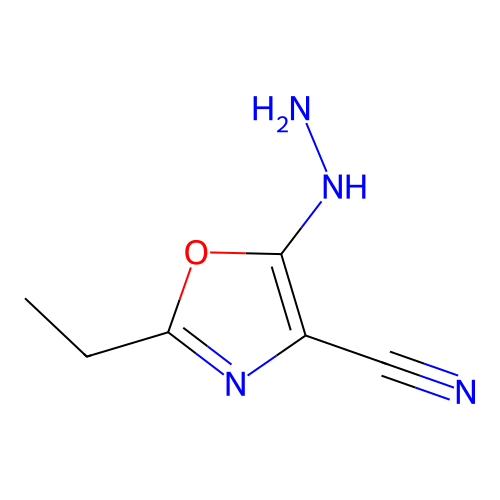 2-Ethyl-5-hydrazinyl-1,3-oxazole-4-carbonitrile structure