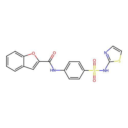 N-[4-(1,3-thiazol-2-ylsulfamoyl)phenyl]-1-benzofuran-2-carboxamide structure