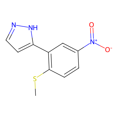 3-[2-(methylthio)-5-nitrophenyl]-1H-pyrazole structure