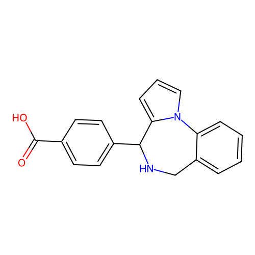 4-(5,6-dihydro-4H-pyrrolo[1,2-a][1,4]benzodiazepin-4-yl)benzoic acid structure
