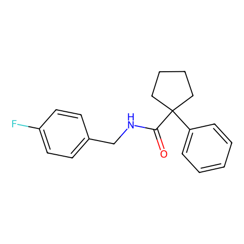 N-[(4-fluorophenyl)methyl]-1-phenylcyclopentane-1-carboxamide structure