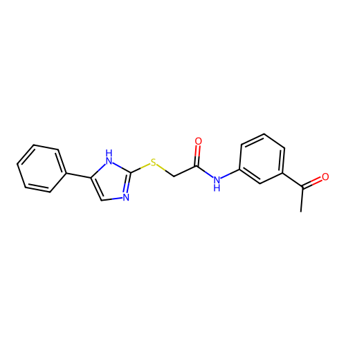 N-(3-acetylphenyl)-2-[(5-phenyl-1H-imidazol-2-yl)sulfanyl]acetamide structure