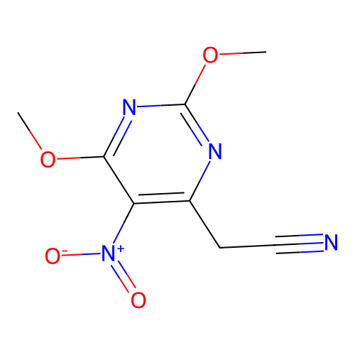 {5-Nitro-2,6-dimethoxy-4-pyrimidinyl}acetonitrile structure