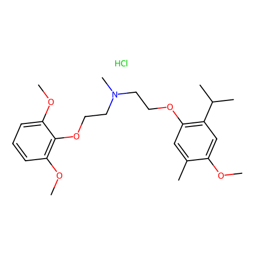 Ethanamine, N-(2-(2,6-dimethoxyphenoxy)ethyl)-2-(4-methoxy-5-methyl-2-(1-methylethyl)phenoxy)-N-methyl-, hydrochloride structure