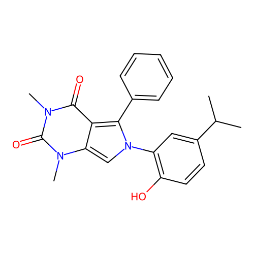 6-(2-hydroxy-5-propan-2-ylphenyl)-1,3-dimethyl-5-phenylpyrrolo[3,4-d]pyrimidine-2,4-dione structure