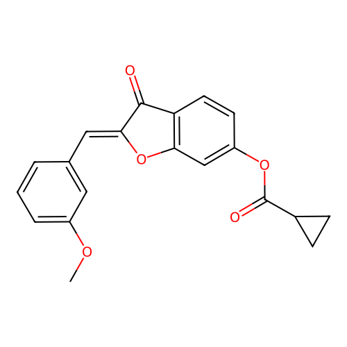 (Z)-2-(3-methoxybenzylidene)-3-oxo-2,3-dihydrobenzofuran-6-yl cyclopropanecarboxylate structure