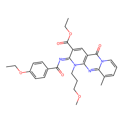 (Z)-ethyl 2-((4-ethoxybenzoyl)imino)-1-(3-methoxypropyl)-10-methyl-5-oxo-2,5-dihydro-1H-dipyrido[1,2-a:2',3'-d]pyrimidine-3-carboxylate structure