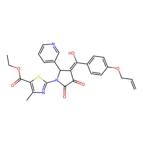 ethyl 2-(3-(4-(allyloxy)benzoyl)-4-hydroxy-5-oxo-2-(pyridin-3-yl)-2,5-dihydro-1H-pyrrol-1-yl)-4-methylthiazole-5-carboxylate structure