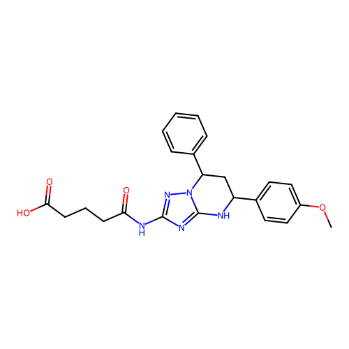 5-((5-(4-methoxyphenyl)-7-phenyl-4,5,6,7-tetrahydro-[1,2,4]triazolo[1,5-a]pyrimidin-2-yl)amino)-5-oxopentanoic acid structure