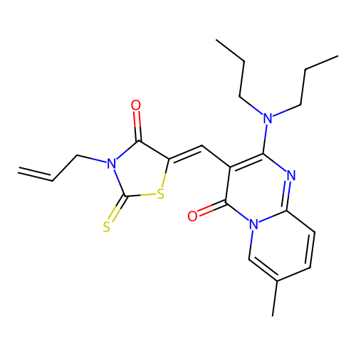 (Z)-3-allyl-5-((2-(dipropylamino)-7-methyl-4-oxo-4H-pyrido[1,2-a]pyrimidin-3-yl)methylene)-2-thioxothiazolidin-4-one structure