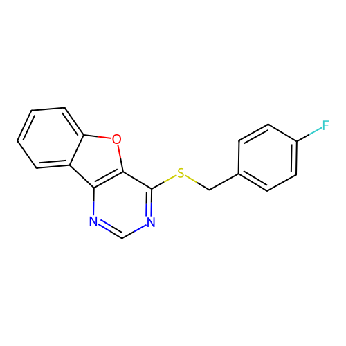 4-((4-Fluorobenzyl)thio)benzofuro[3,2-d]pyrimidine structure