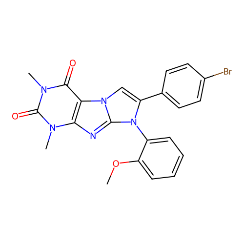 7-(4-bromophenyl)-8-(2-methoxyphenyl)-1,3-dimethyl-1H-imidazo[2,1-f]purine-2,4(3H,8H)-dione structure