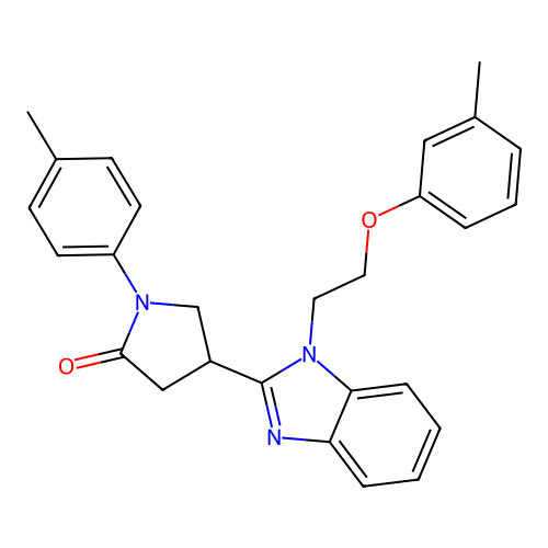 1-(p-tolyl)-4-(1-(2-(m-tolyloxy)ethyl)-1H-benzo[d]imidazol-2-yl)pyrrolidin-2-one structure