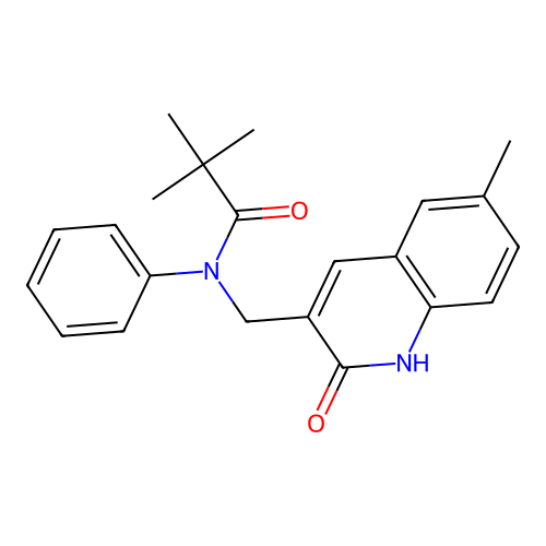 2,2-dimethyl-N-[(6-methyl-2-oxo-1H-quinolin-3-yl)methyl]-N-phenylpropanamide structure