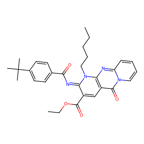 (Z)-ethyl 2-((4-(tert-butyl)benzoyl)imino)-5-oxo-1-pentyl-2,5-dihydro-1H-dipyrido[1,2-a:2',3'-d]pyrimidine-3-carboxylate structure