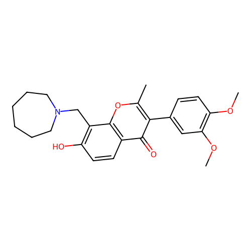 8-(azepan-1-ylmethyl)-3-(3,4-dimethoxyphenyl)-7-hydroxy-2-methyl-4H-chromen-4-one structure