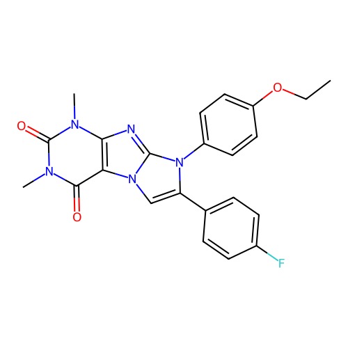 8-(4-ethoxyphenyl)-7-(4-fluorophenyl)-1,3-dimethyl-1H-imidazo[2,1-f]purine-2,4(3H,8H)-dione structure
