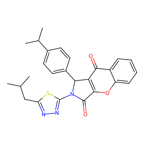 2-(5-isobutyl-1,3,4-thiadiazol-2-yl)-1-(4-isopropylphenyl)-1,2-dihydrochromeno[2,3-c]pyrrole-3,9-dione structure