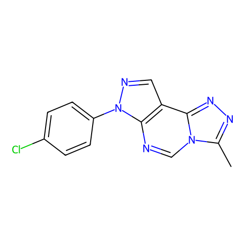 7-(4-chlorophenyl)-3-methyl-7H-pyrazolo[4,3-e][1,2,4]triazolo[4,3-c]pyrimidine structure