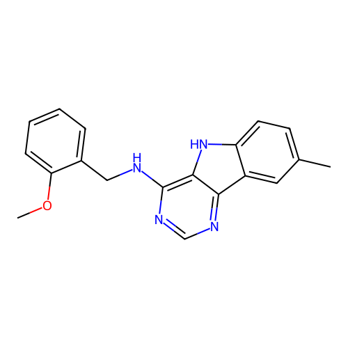 N-[(2-methoxyphenyl)methyl]-8-methyl-5H-pyrimido[5,4-b]indol-4-amine structure