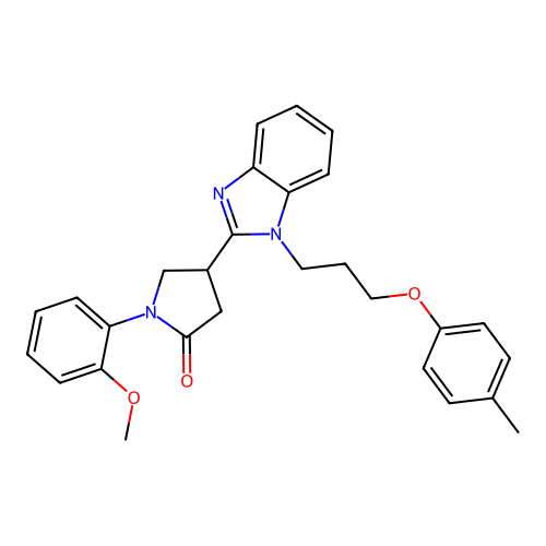 1-(2-methoxyphenyl)-4-{1-[3-(4-methylphenoxy)propyl]-1H-benzimidazol-2-yl}pyrrolidin-2-one structure