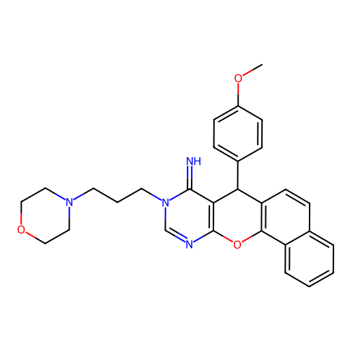 7-(4-methoxyphenyl)-9-[3-(morpholin-4-yl)propyl]-7,9-dihydro-8H-benzo[7,8]chromeno[2,3-d]pyrimidin-8-imine structure