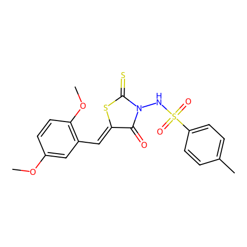 N-[(5Z)-5-(2,5-dimethoxybenzylidene)-4-oxo-2-thioxo-1,3-thiazolidin-3-yl]-4-methylbenzenesulfonamide structure
