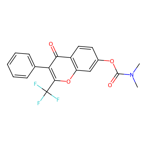 4-oxo-3-phenyl-2-(trifluoromethyl)-4H-chromen-7-yl dimethylcarbamate structure