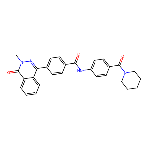 4-(3-methyl-4-oxo-phthalazin-1-yl)-N-[4-(piperidine-1-carbonyl)phenyl]benzamide structure
