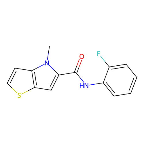 N-(2-fluorophenyl)-4-methyl-4H-thieno[3,2-b]pyrrole-5-carboxamide structure