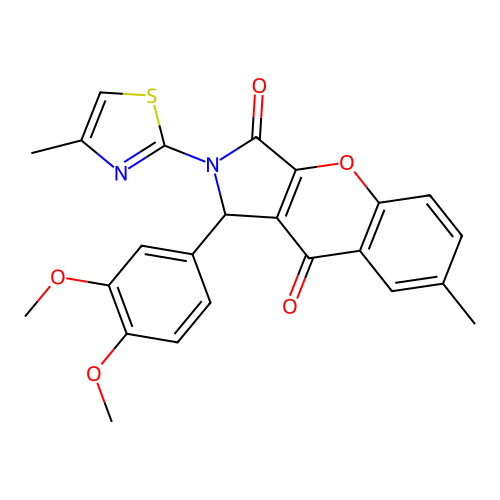 1-(3,4-dimethoxyphenyl)-7-methyl-2-(4-methyl-1,3-thiazol-2-yl)-1,2-dihydrochromeno[2,3-c]pyrrole-3,9-dione structure