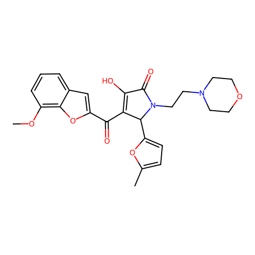 3-Hydroxy-4-[(7-methoxybenzo[d]furan-2-yl)carbonyl]-5-(5-methyl(2-furyl))-1-(2-morpholin-4-ylethyl)-3-pyrrolin-2-one structure