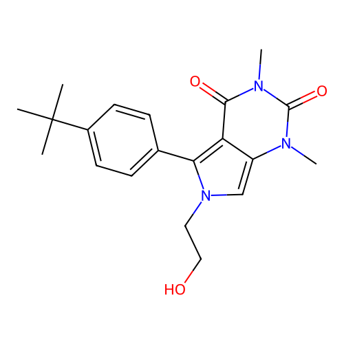5-(4-tert-butylphenyl)-6-(2-hydroxyethyl)-1,3-dimethylpyrrolo[3,4-d]pyrimidine-2,4-dione structure