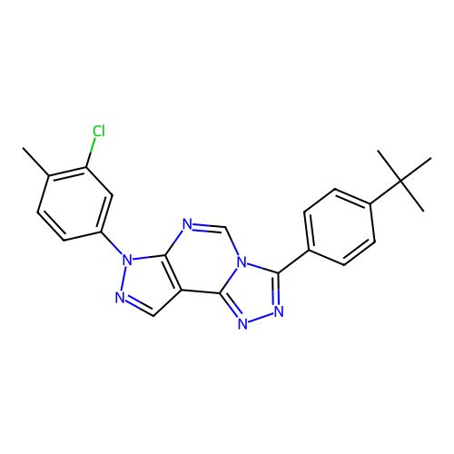 3-(4-tert-butylphenyl)-7-(3-chloro-4-methylphenyl)-7H-pyrazolo[4,3-e][1,2,4]triazolo[4,3-c]pyrimidine structure