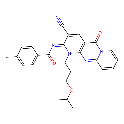 (Z)-N-(3-cyano-1-(3-isopropoxypropyl)-5-oxo-1H-dipyrido[1,2-a:2',3'-d]pyrimidin-2(5H)-ylidene)-4-methylbenzamide structure