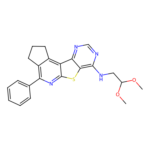 N-(2,2-dimethoxyethyl)-4-phenyl-2,3-dihydro-1H-cyclopenta[4',5']pyrido[3',2':4,5]thieno[3,2-d]pyrimidin-7-amine structure