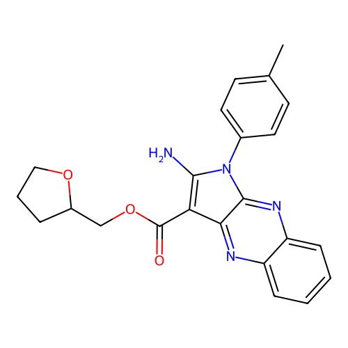 oxolan-2-ylmethyl 2-amino-1-(4-methylphenyl)pyrrolo[3,2-b]quinoxaline-3-carboxylate structure