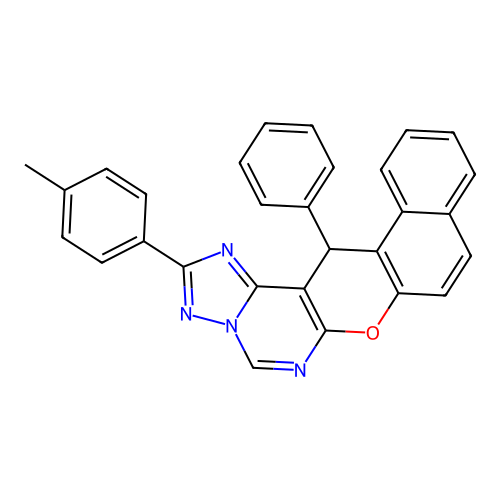 2-(4-methylphenyl)-14-phenyl-14H-benzo[5,6]chromeno[3,2-e][1,2,4]triazolo[1,5-c]pyrimidine structure