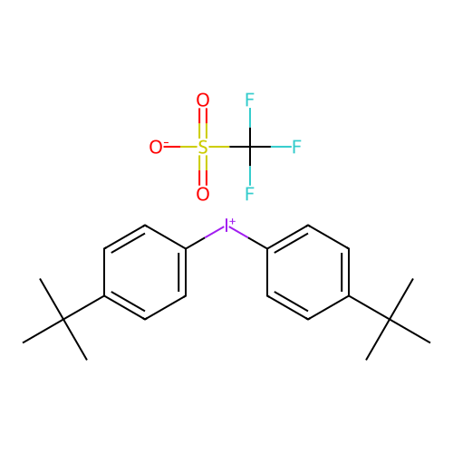 Bis(4-tert-butylphenyl)iodonium trifluoromethanesulfonate structure