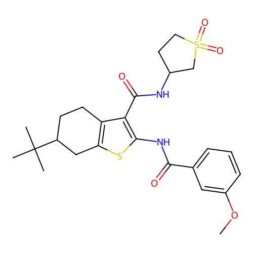 6-tert-butyl-N-(1,1-dioxidotetrahydrothiophen-3-yl)-2-{[(3-methoxyphenyl)carbonyl]amino}-4,5,6,7-tetrahydro-1-benzothiophene-3-carboxamide structure