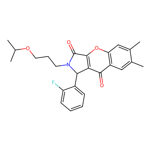 1-(2-fluorophenyl)-2-(3-isopropoxypropyl)-6,7-dimethyl-1,2-dihydrochromeno[2,3-c]pyrrole-3,9-dione structure