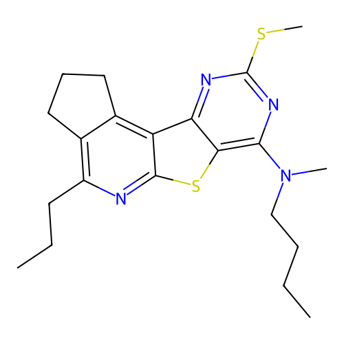 N-butyl-N-methyl-9-(methylsulfanyl)-4-propyl-2,3-dihydro-1H-cyclopenta[4',5']pyrido[3',2':4,5]thieno[3,2-d]pyrimidin-7-amine structure