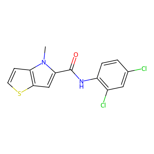 N-(2,4-dichlorophenyl)-4-methyl-4H-thieno[3,2-b]pyrrole-5-carboxamide structure