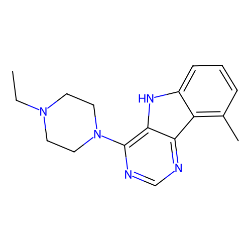 4-(4-ethylpiperazin-1-yl)-9-methyl-5H-pyrimido[5,4-b]indole structure