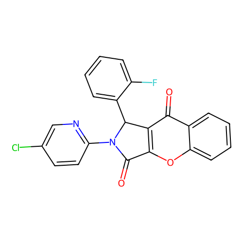 2-(5-chloropyridin-2-yl)-1-(2-fluorophenyl)-1,2-dihydrochromeno[2,3-c]pyrrole-3,9-dione structure