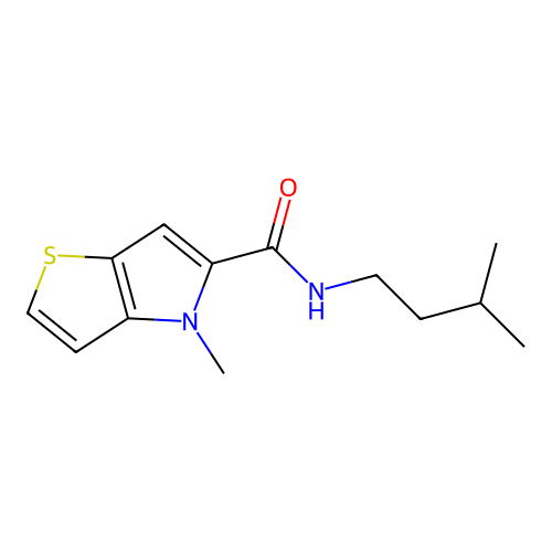 4-methyl-N-(3-methylbutyl)-4H-thieno[3,2-b]pyrrole-5-carboxamide structure