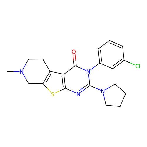3-(3-chlorophenyl)-7-methyl-2-(pyrrolidin-1-yl)-5,6,7,8-tetrahydropyrido[4',3':4,5]thieno[2,3-d]pyrimidin-4(3H)-one structure